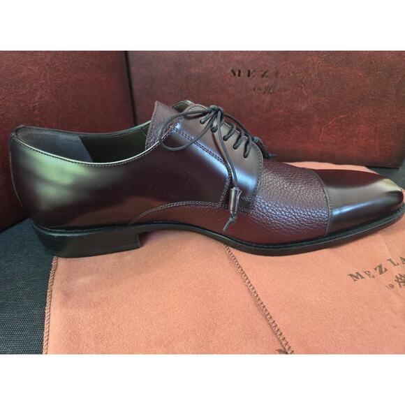Mezlan Soka Deer Burgundy Classic Lace Up Cap Toe Calf Skin Shoes 12M main image 5